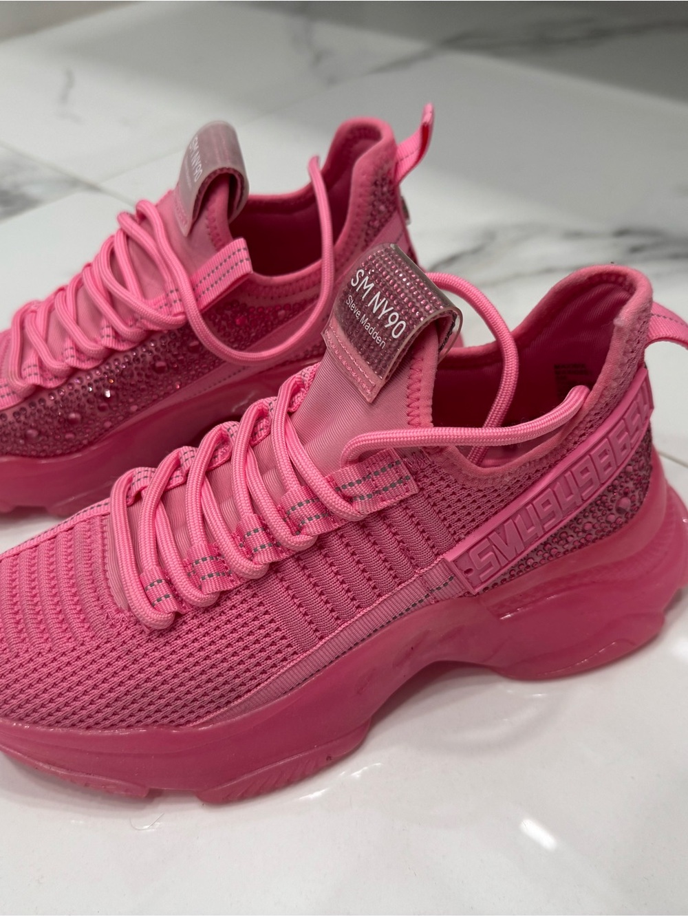 Steve Madden Hot Pink Knit Platform Sneakers